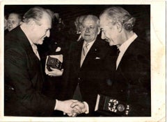 Nobel Prize dedication in which King Olav shake hands... - Mid 20th Century