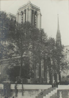 Antique Notre Dame de Paris Cathedral, 1927 - Silver Gelatin Black and White Photography