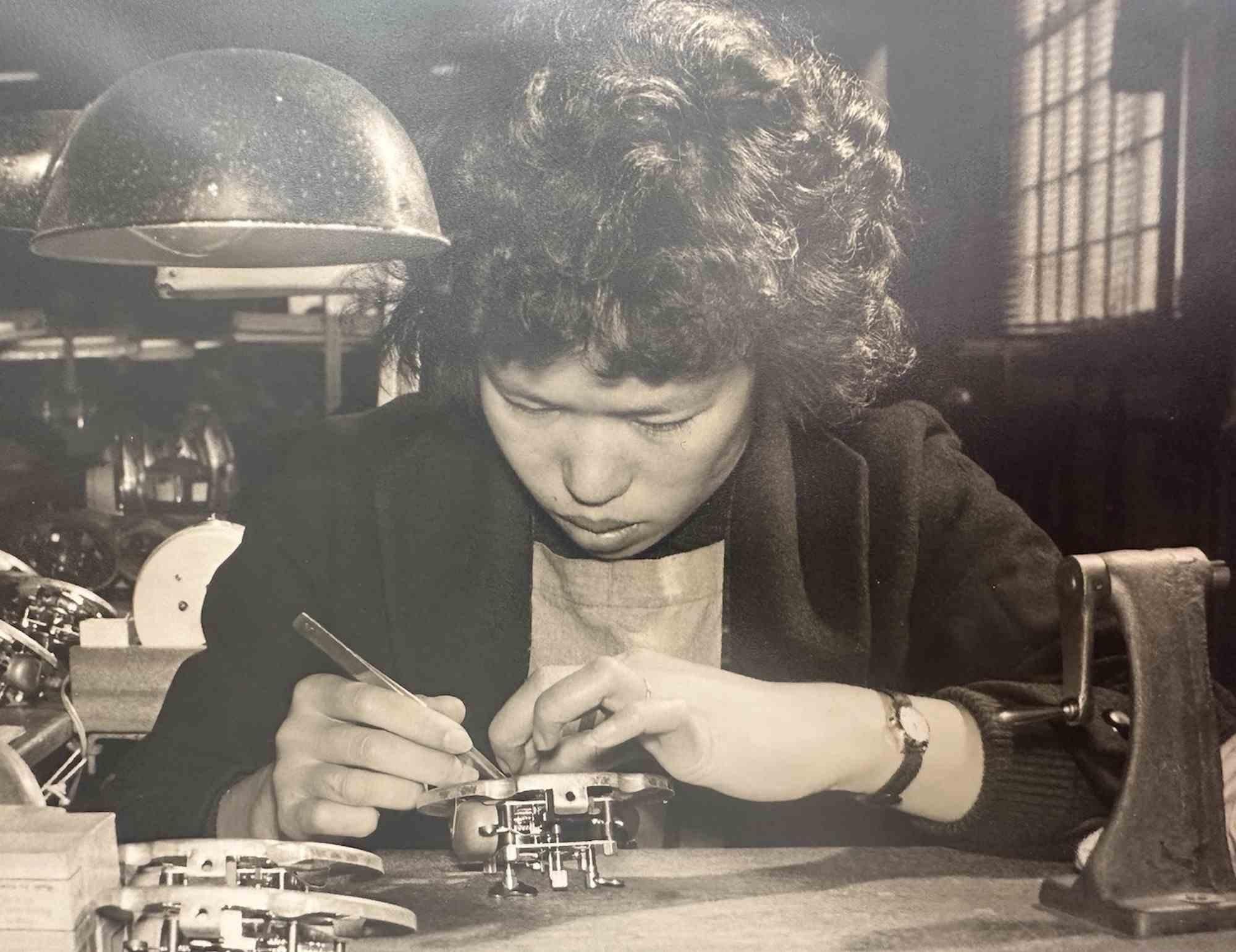 Unknown Figurative Photograph - Old Days  - Clock Making in Hong Kong - Vintage Photo - 1958
