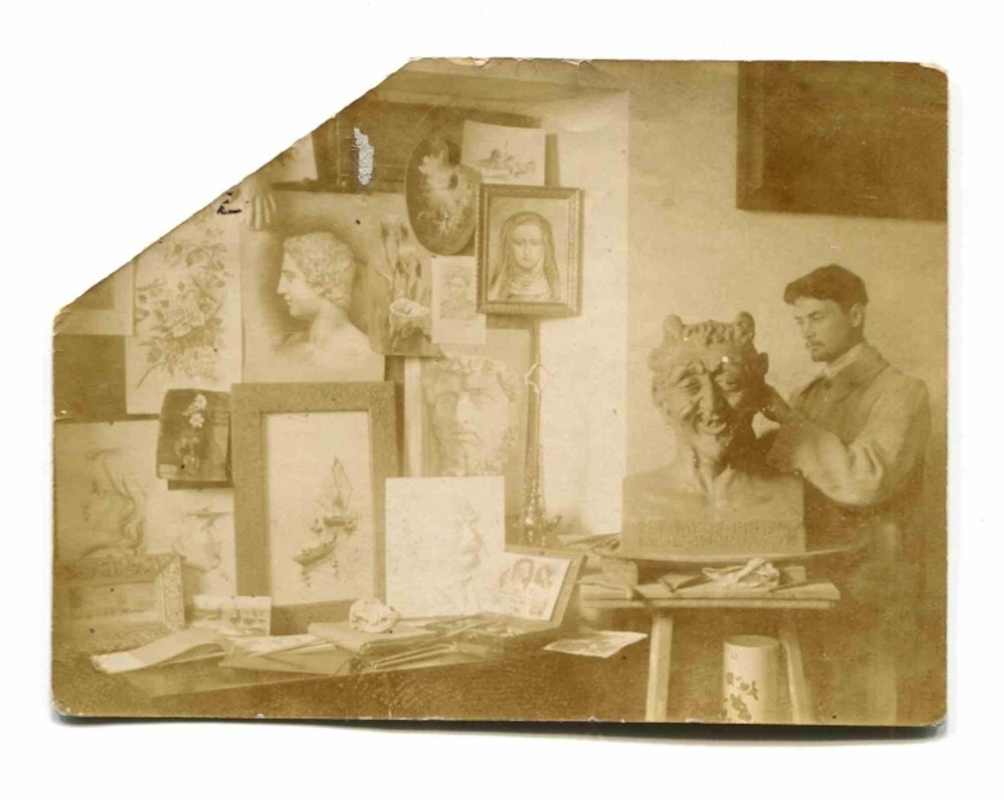 Unknown Portrait Photograph - Old Days - Early Portrait of Sculptor Aurelio Mistruzzi - Late 19th Century