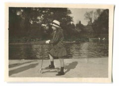 Old Days - Little Girl Playing - Antique Photo Early 20th Century