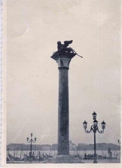 Photo ancienne de la colonne de Venise à San Marco - Photo vintage du milieu du 20e siècle