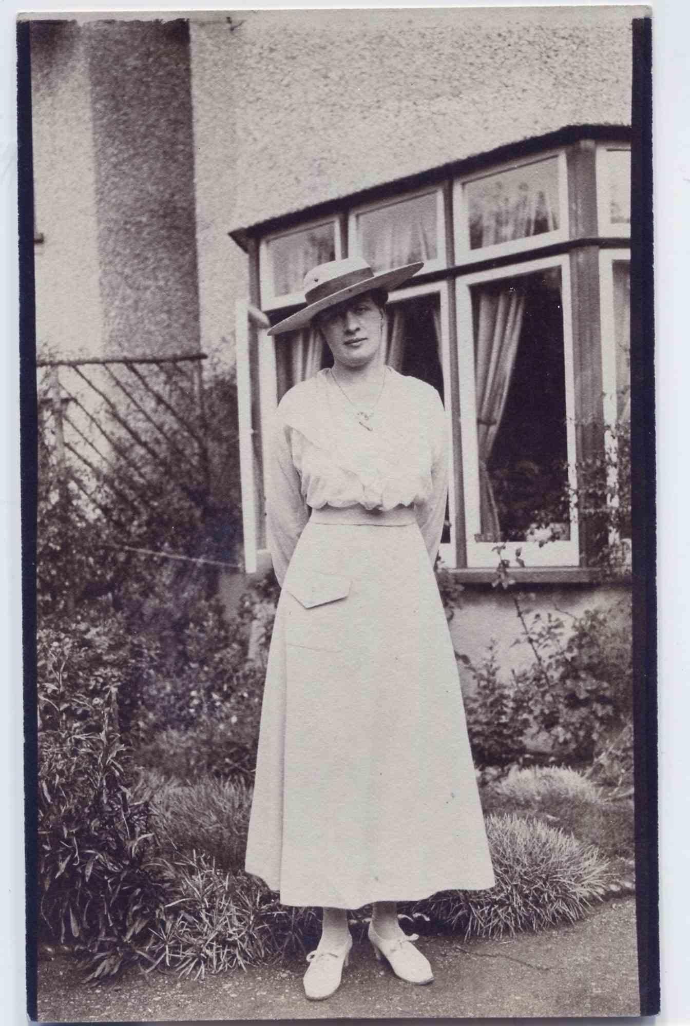 Unknown Landscape Photograph - Old days Photo - Lady in White - Vintage Photo - Mid-20th Century