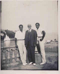 Photo du peintre Carlo Ferrari et ses amis, début du 20e siècle