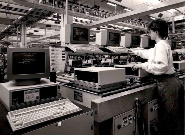 Olivetti Computer 1970 Unknown - Olivetti Factory in Scarmagno - Vintage B/W photo - 1970s For ...