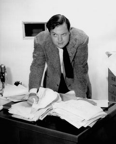 Orson Welles at His Desk Globe Photos Fine Art Print