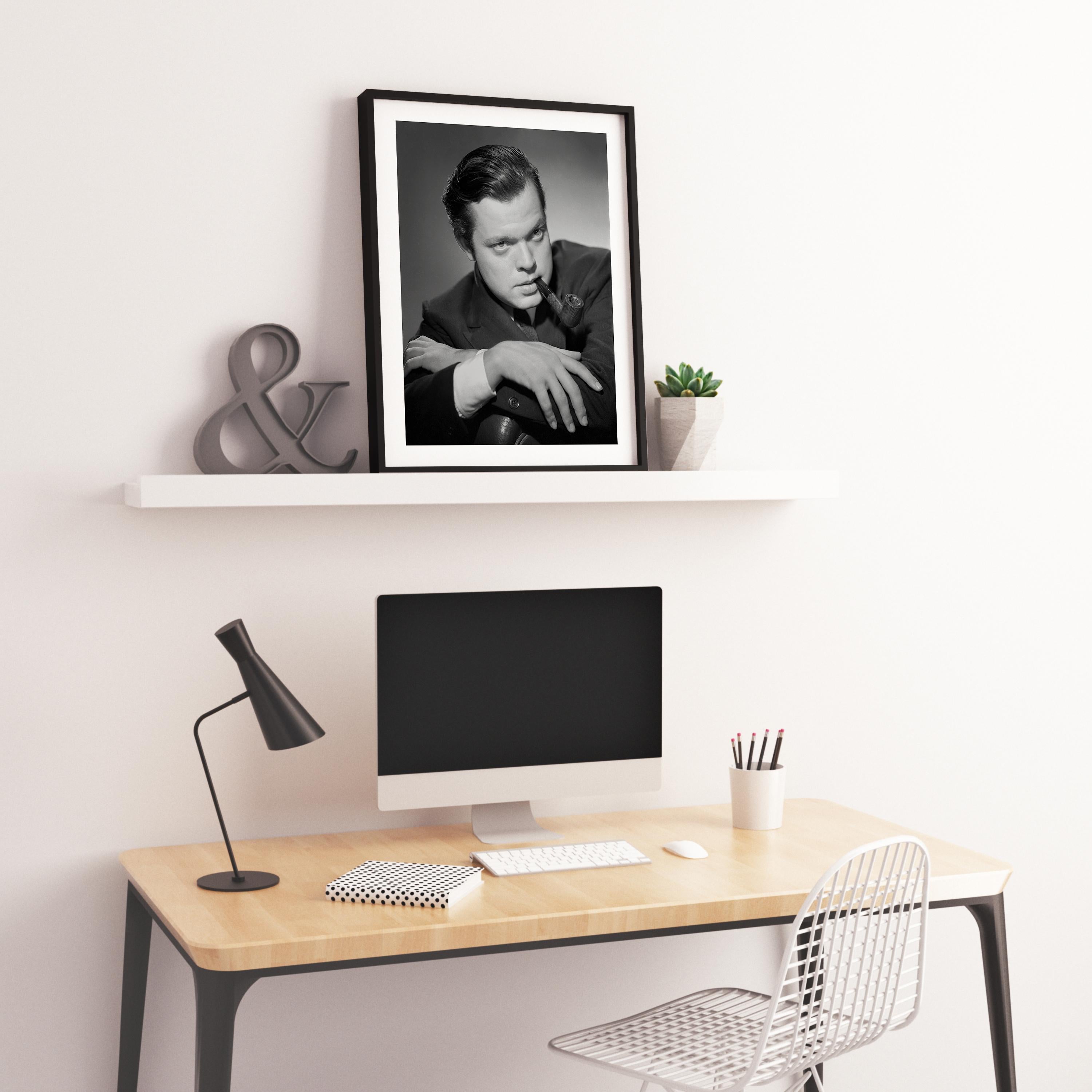 Orson Welles Dramatic Portrait with Pipe Movie Star News Fine Art Print For Sale 1