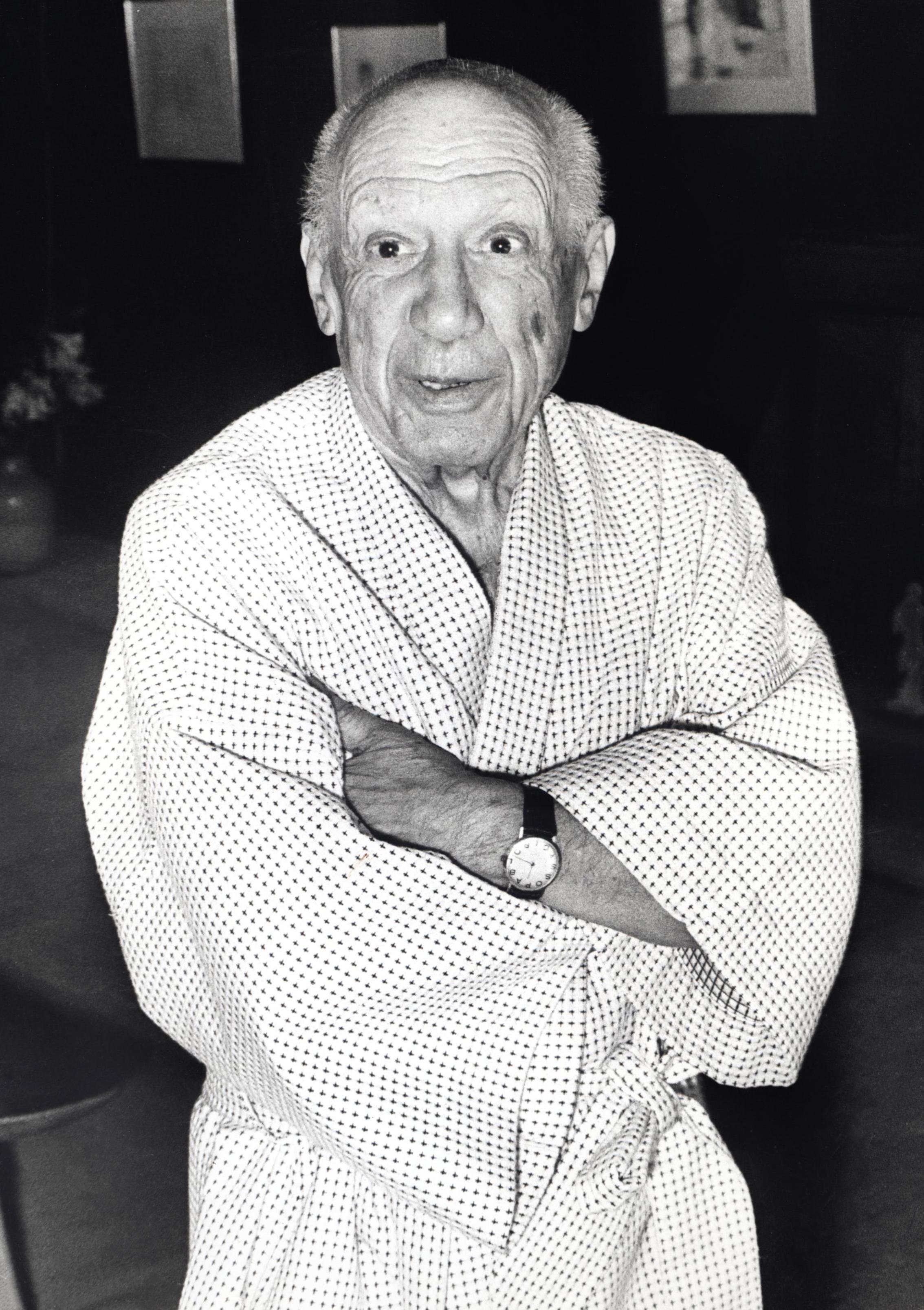 Pablo Picasso Smiling With Arms Crossed Fine Art Print