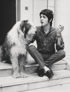 Paul McCartney Candid with Dog Fine Art Print