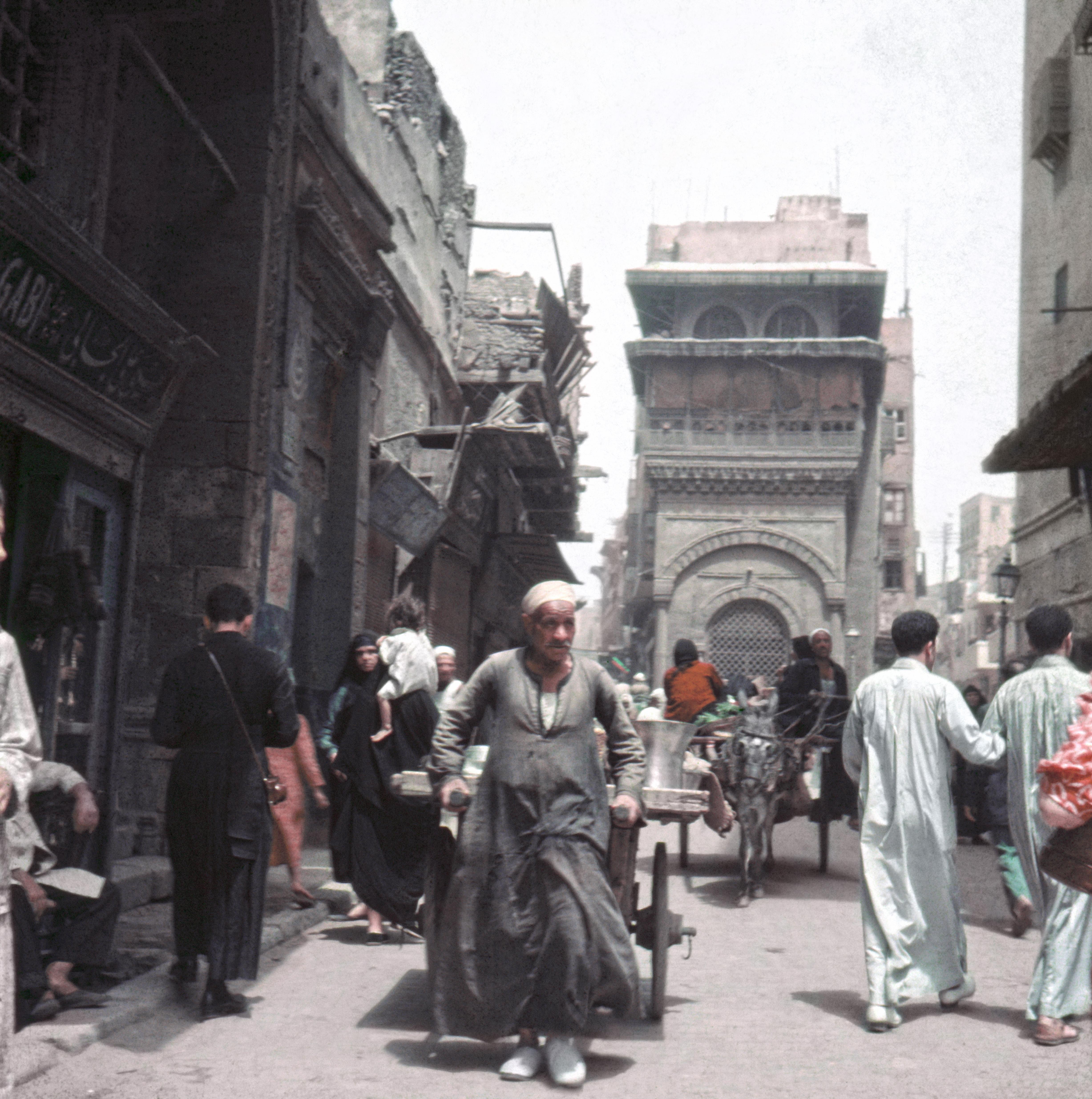 Unknown Landscape Photograph - People on a street in the old city of Cairo, Egypt 1955