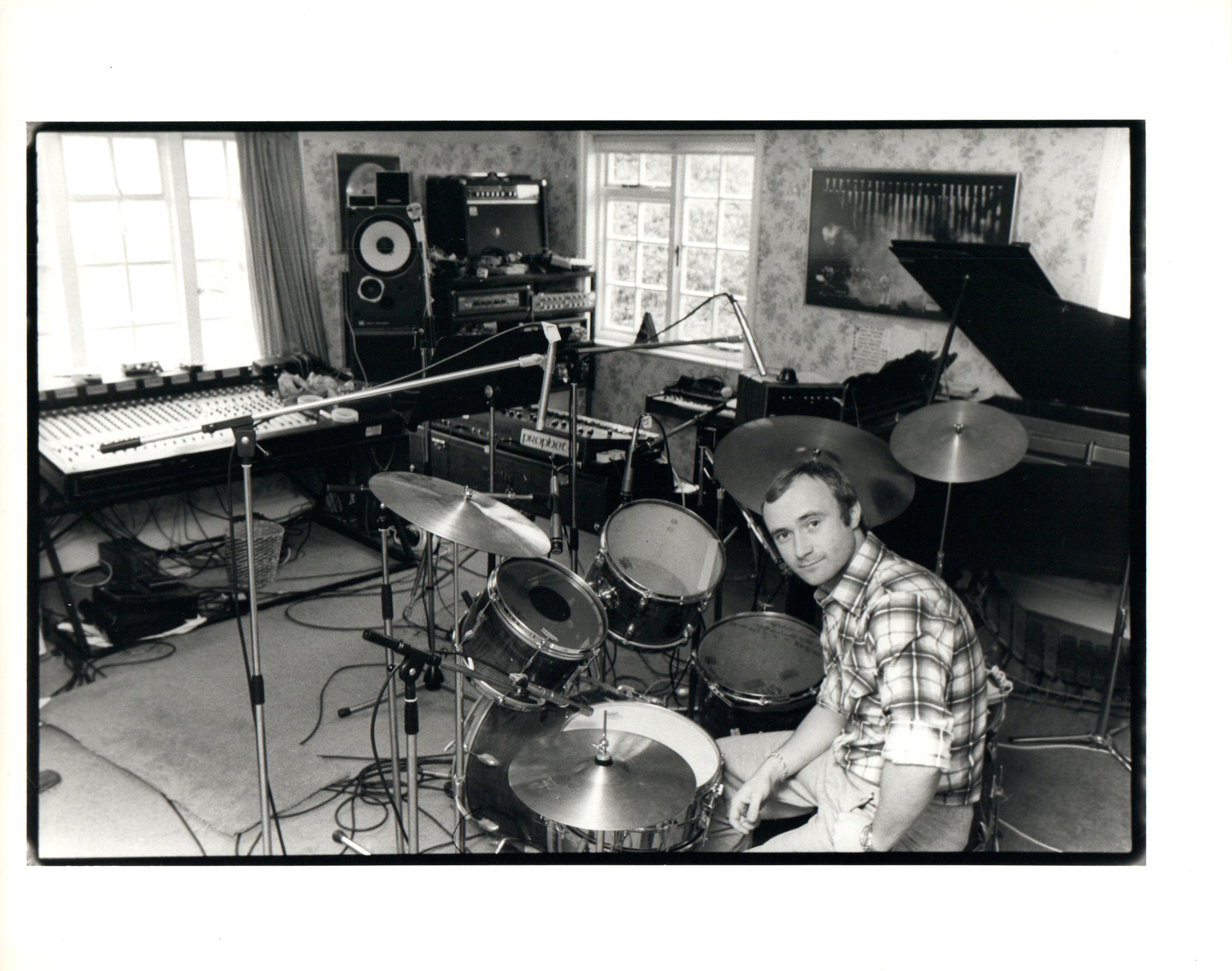 Unknown Portrait Photograph - Phil Collins With Drumset Vintage Original Photograph