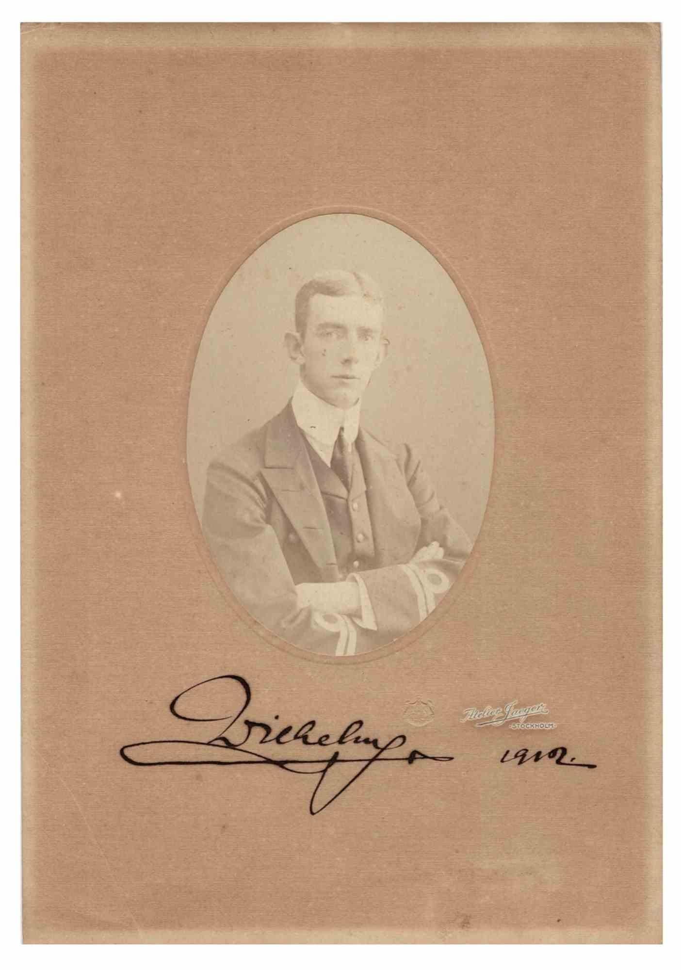 Unknown Figurative Photograph -  Photographic Portrait and Signature of Wilhelm of Sweden - 1910s