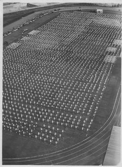 Educazione fisica in uno stadio durante il fascismo in Italia-Foto d'epoca in b/n - 1934