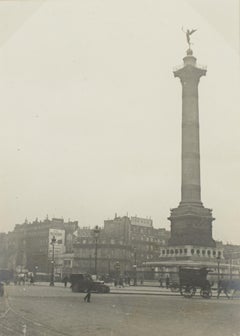 Antique Place de la Bastille Paris, 1928 - Silver Gelatin Black and White Photography