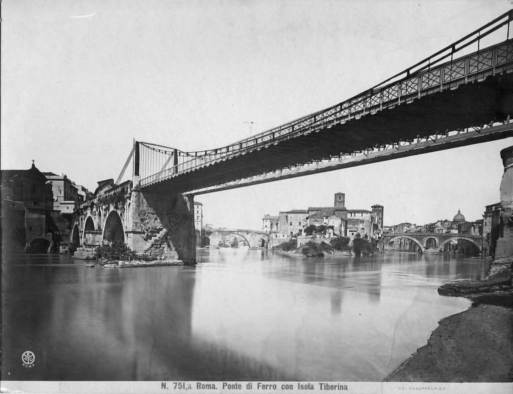 Ponte di Ferro et Isola Tiberina - Rome - Photographie b/w, début 1900