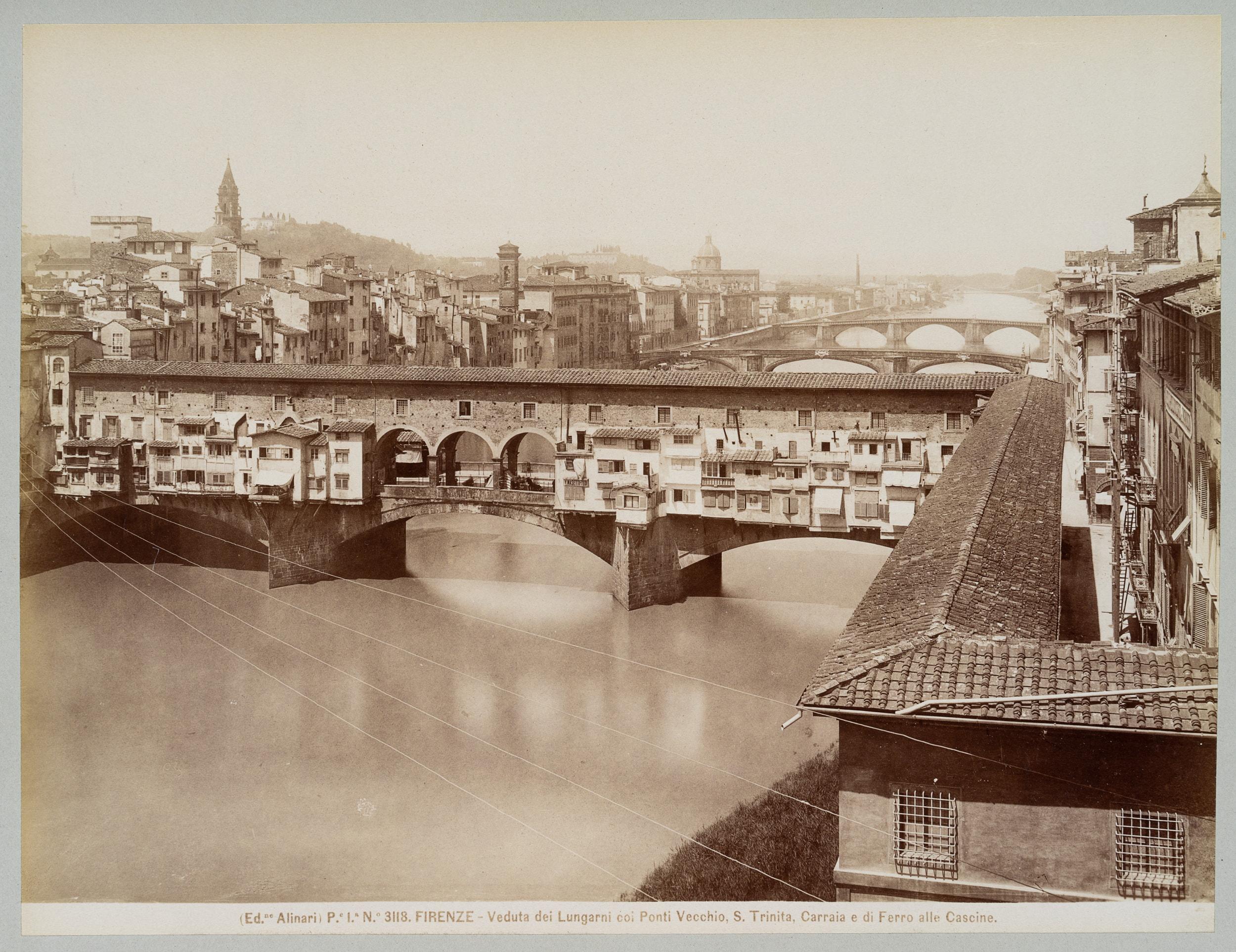 Ponte Vecchio over the Arno, Florence - Photograph by Fratelli Alinari