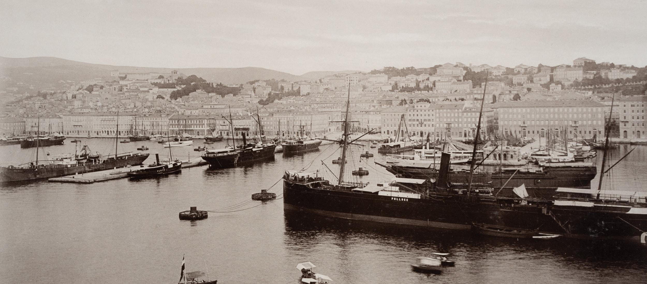 Port of Trieste with large ships - Photograph by Unknown