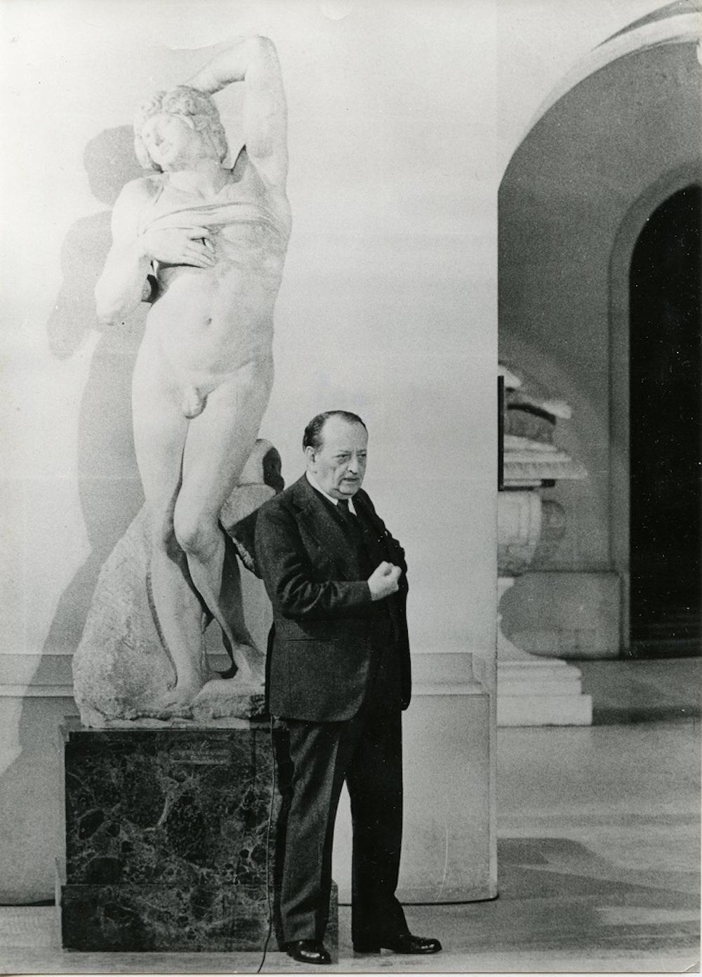 Portrait of André Malraux in Rome - B/w Photo - 1970s