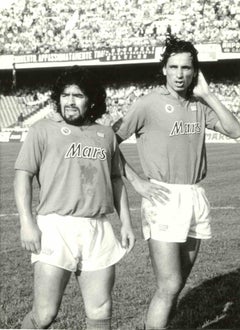 Portrait of Diego Armando Maradona  and Andrea Carnevale - Vintage Photo - 1980s