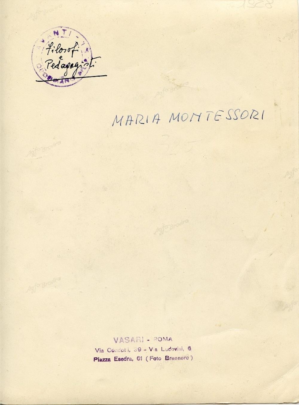Portrait of Maria Montessori by Studio Vasari - Vintage b/w Photo - 1940s - Photograph by Unknown
