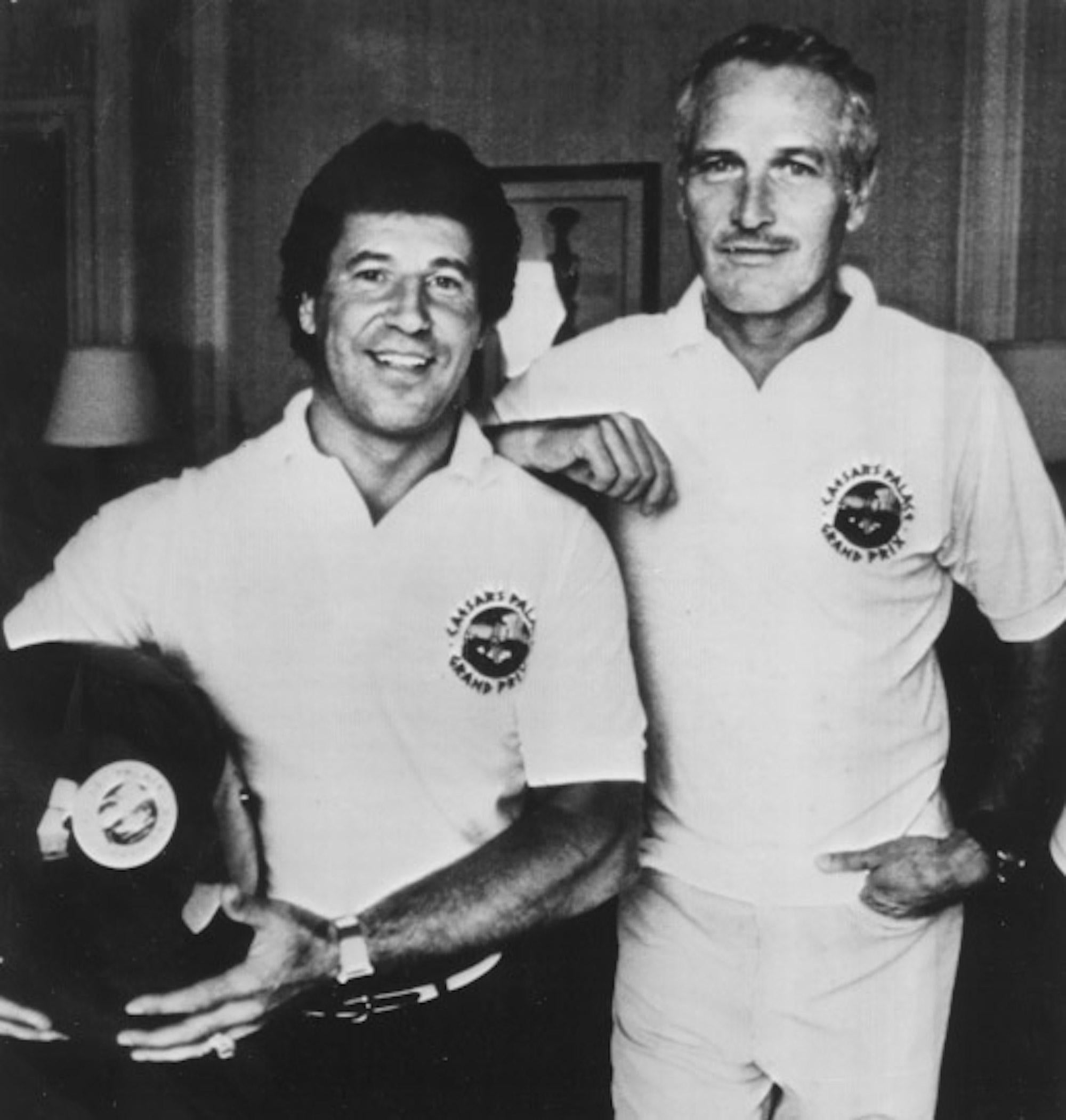 Unknown Figurative Photograph - Portrait of Paul Newman with Mario Andretti- Vintage Photo -1981