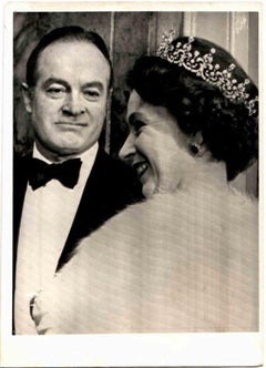 Portrait of Queen Elizabeth with Bob Hope - B/W photo -Mid 20th Century