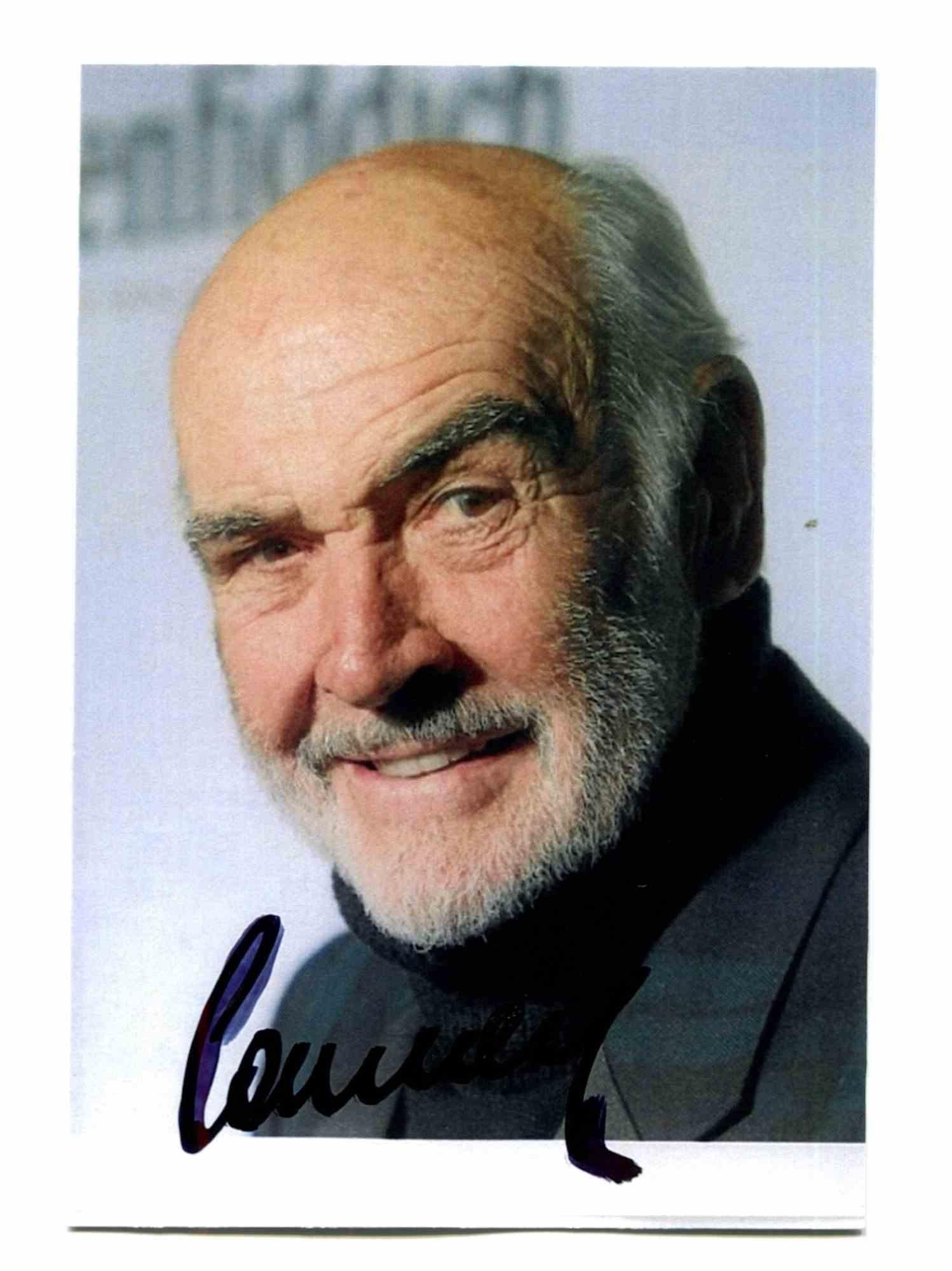 Unknown Figurative Photograph - Portrait of Sean Connery with Hand Signature - 1990s