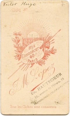 Portrait of Victor Hugo -  b/w Postcard - 1870s