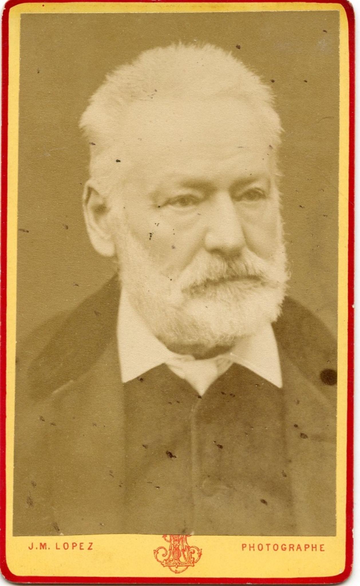 Unknown Portrait Photograph - Portrait of Victor Hugo -  b/w Postcard - 1870s
