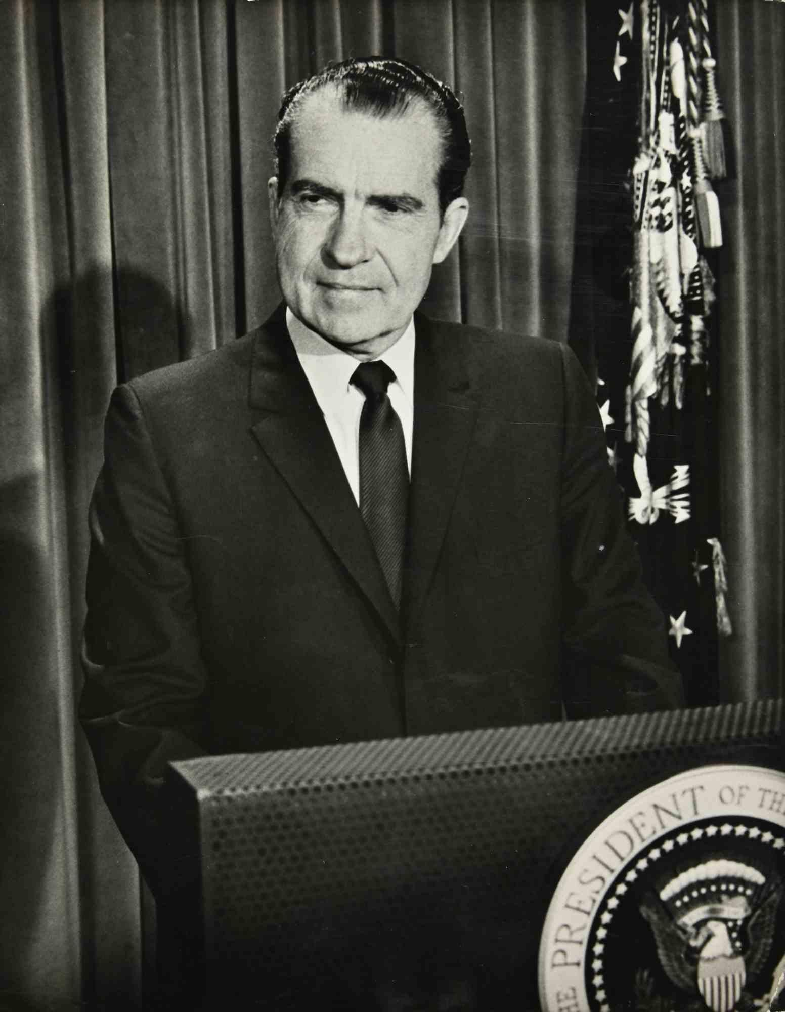 Black and White Photograph Unknown - Le président Richard Nixon - Photo vintage, années 1970