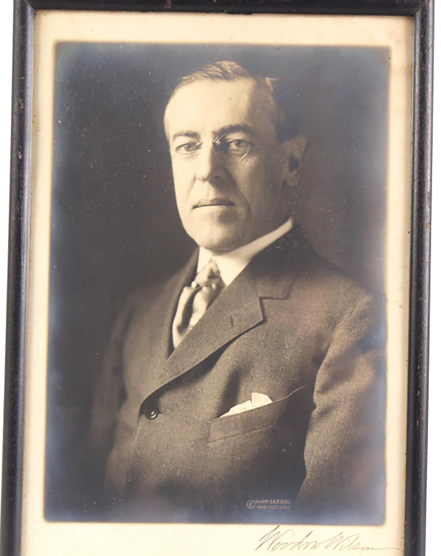 President Woodrow Wilson Autographed Photo SIGNED - Gray Portrait Photograph by Unknown