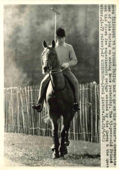 Prince Carlo plays Polo - Vintage Press Print - 1962
