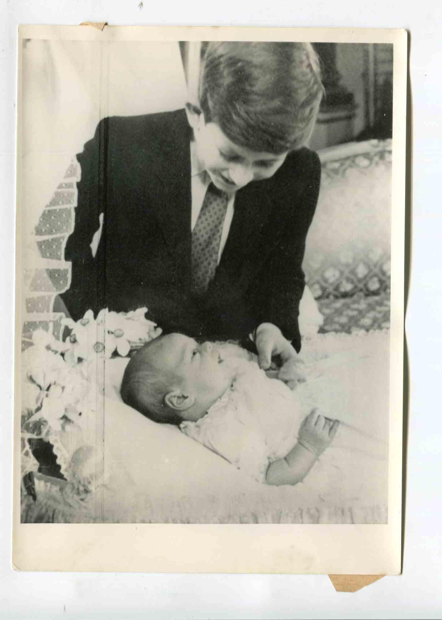 Unknown Portrait Photograph - Prince Charles with Baby Prince Andrew - Vintage Photograph - 1960