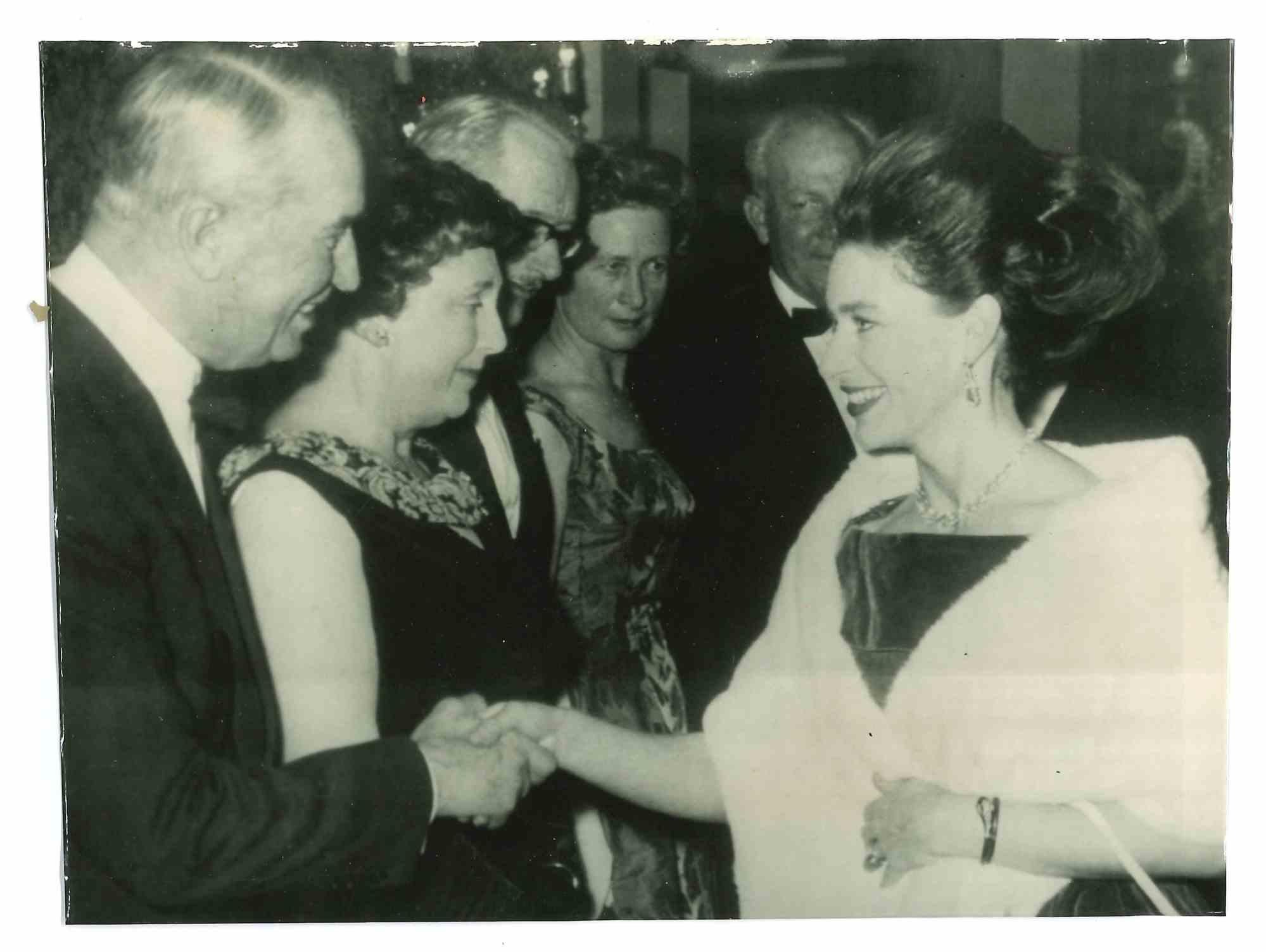 Unknown Figurative Photograph - Princess Margaret Handshaking Chevalier - 1960s