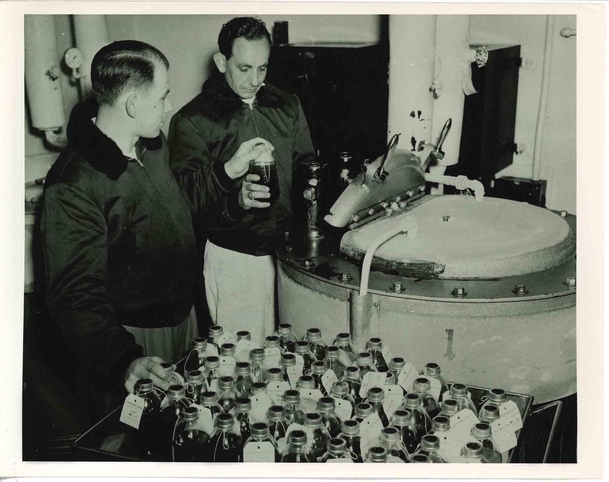 Unknown Figurative Photograph - Processing Blood Plasma For United Nations Forces-Vintage Photograph-20thCentury