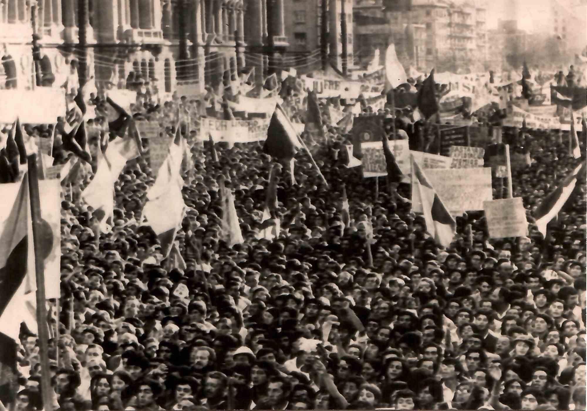 Les protestations au Chili - Photo vintage en noir et blanc - 1973