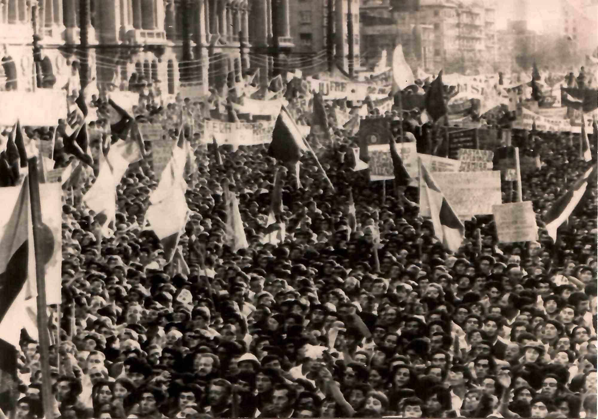 Protests in Chile - Vintage Black and White Photo - 1973