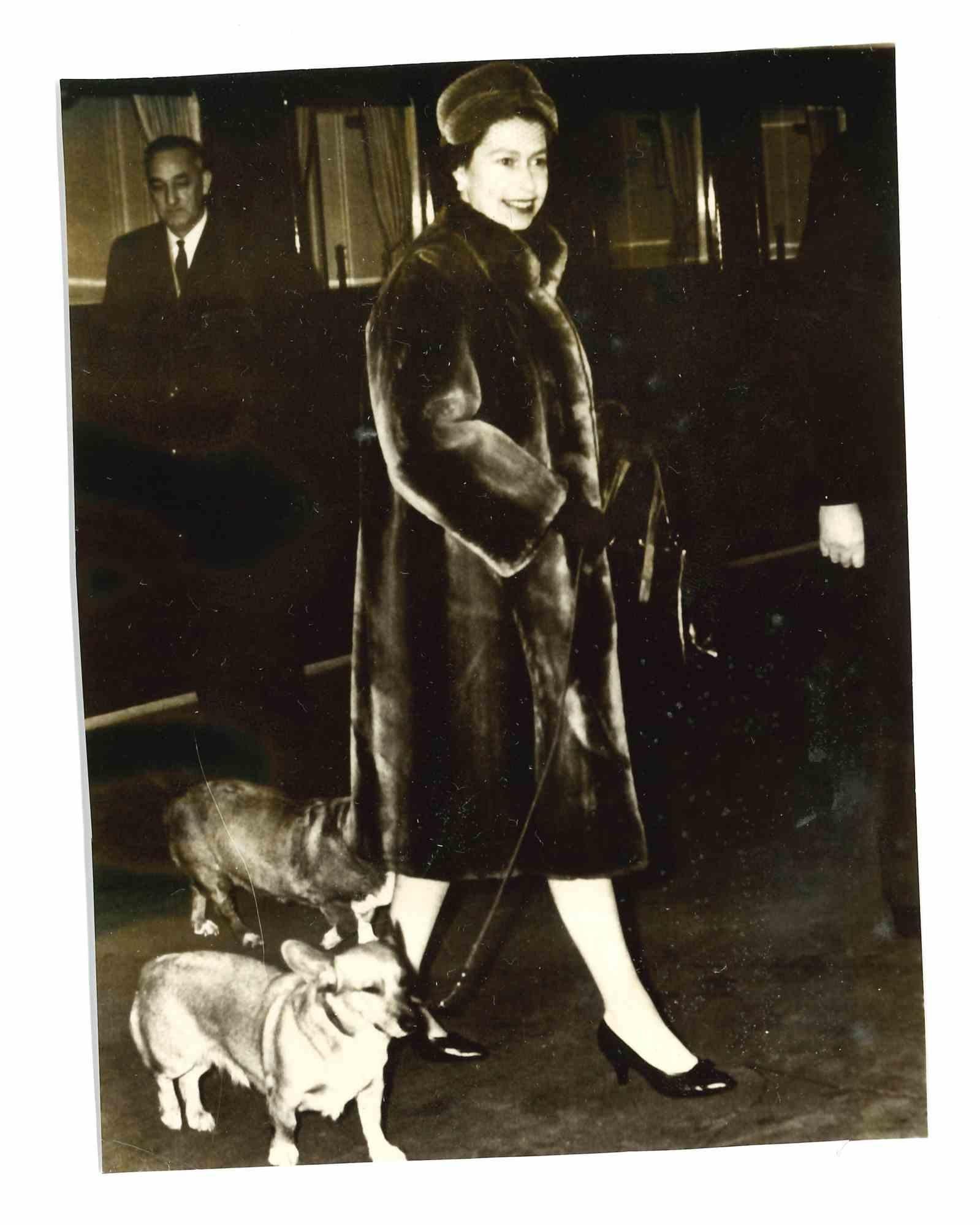Unknown Figurative Photograph - Queen Elisabeth with her Dogs - 1960s