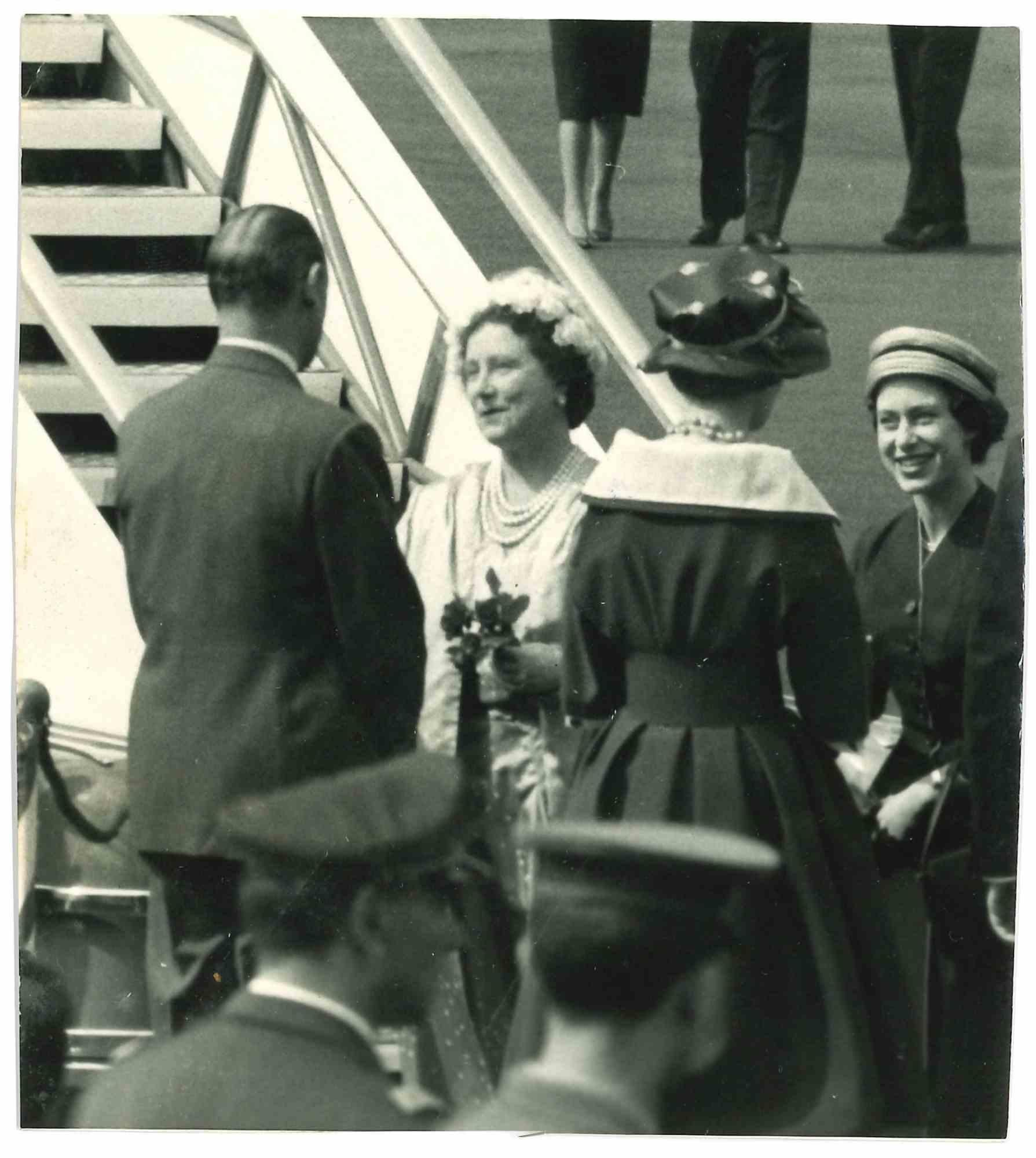 Unknown Black and White Photograph - Queen Elizabeth II  and Mother Queen - Vintage Photograph 1950s