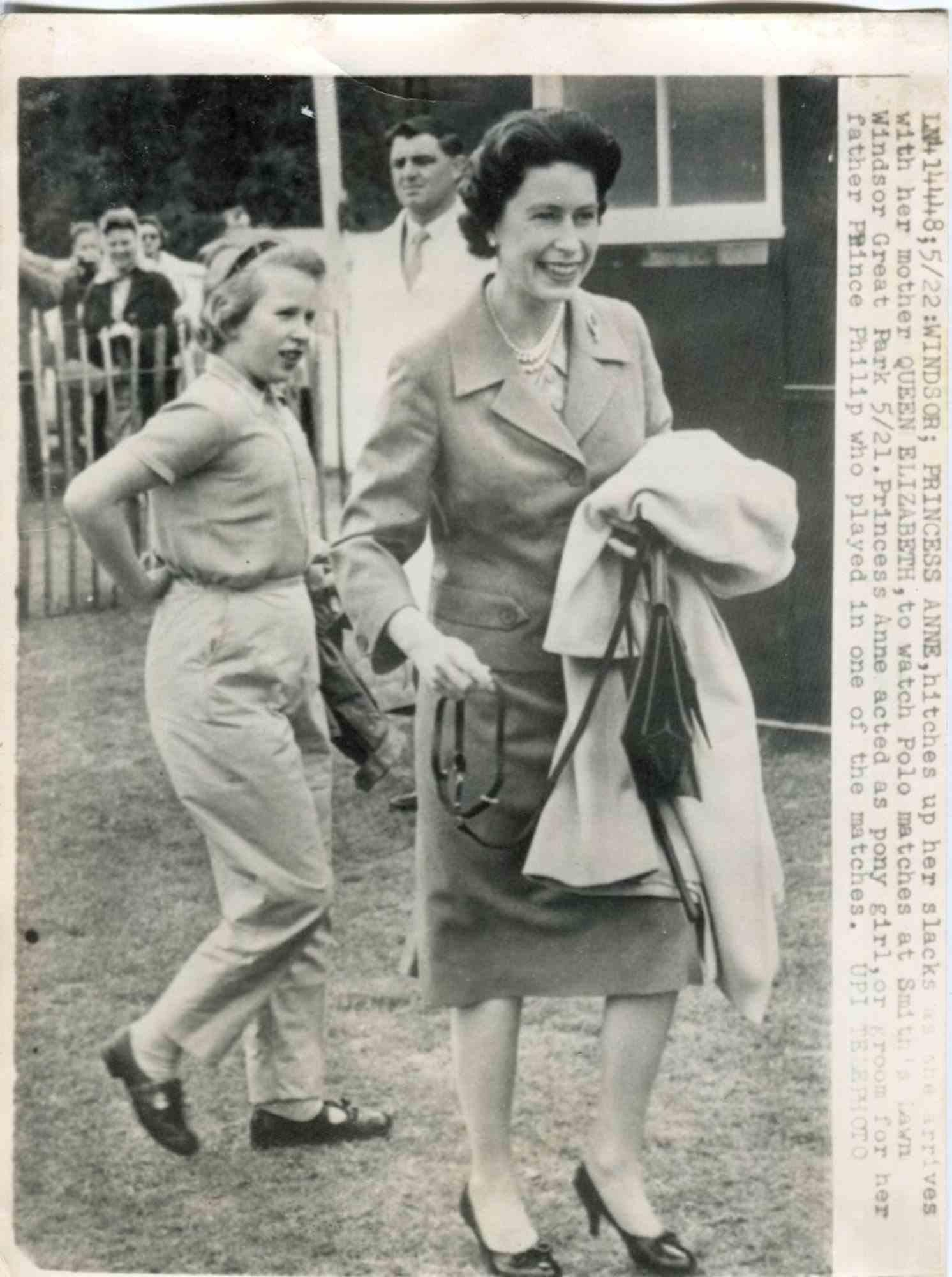 Unknown Black and White Photograph - Queen Elizabeth II and Princess Ann- Vintage Photograph  - 1960s