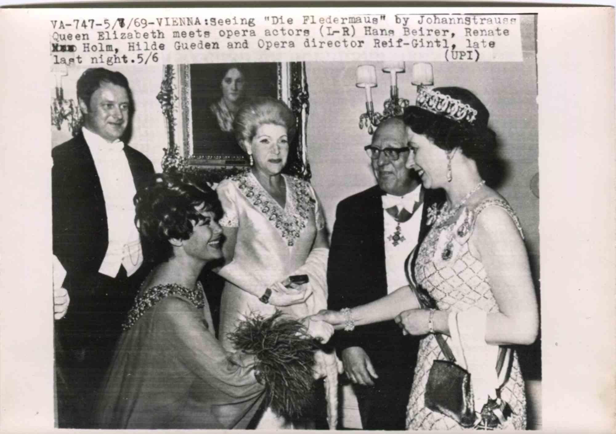Unknown Black and White Photograph - Queen Elizabeth II at the Opera in Wien - Vintage Photograph - 1960s