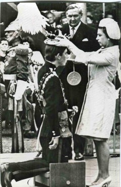 Queen Elizabeth II Crowns Prince Charles  Prince of Wales - Vintage Photo - 1969