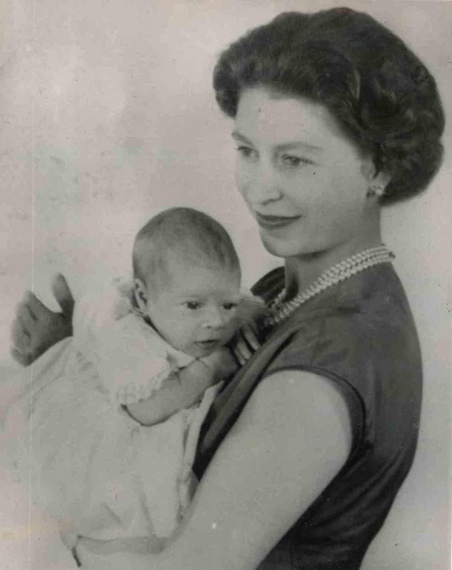 Unknown Landscape Photograph - Queen Elizabeth with Infant Prince Charles - Vintage Photograph 