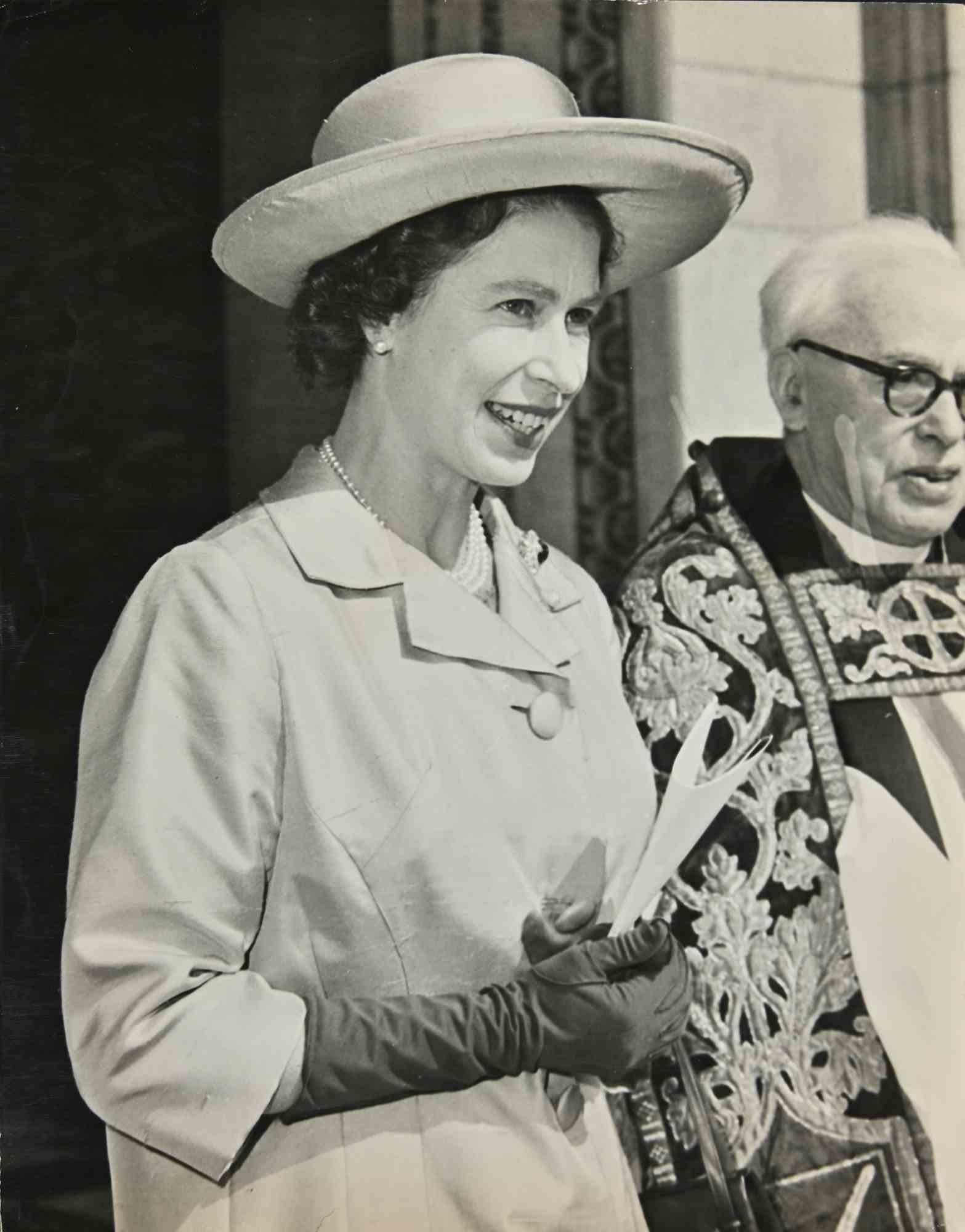 Unknown Portrait Photograph - Queen Elizabeth with Priest - Photograph - 1970s