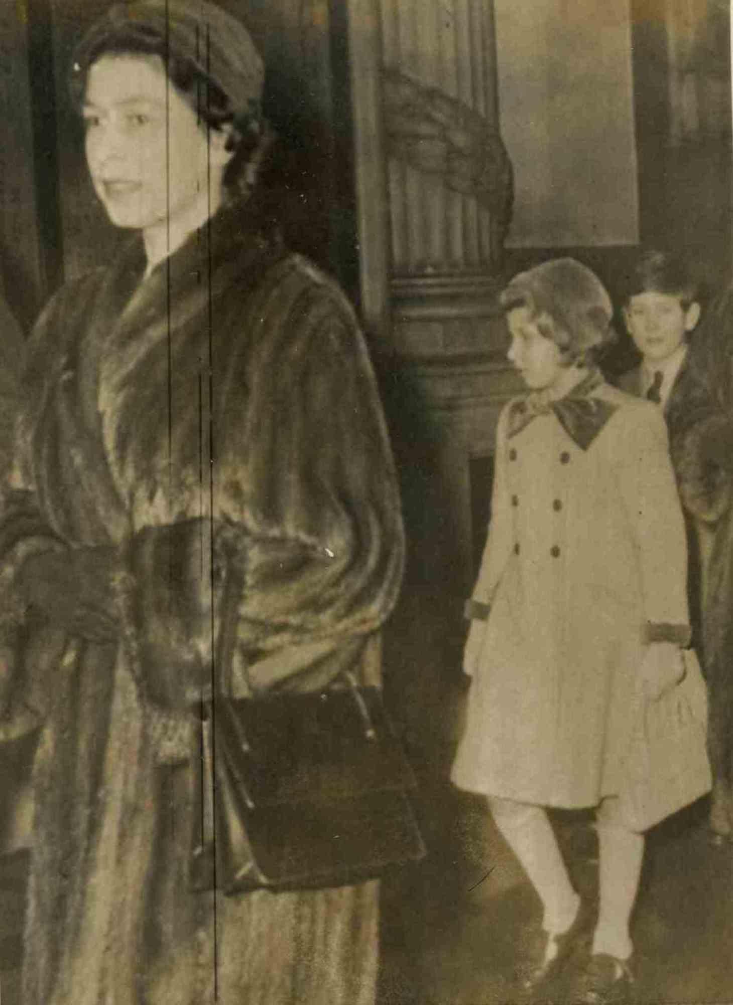 Associated Press Black and White Photograph - Queen Elizabeth with Princess Anne and Prince Charles