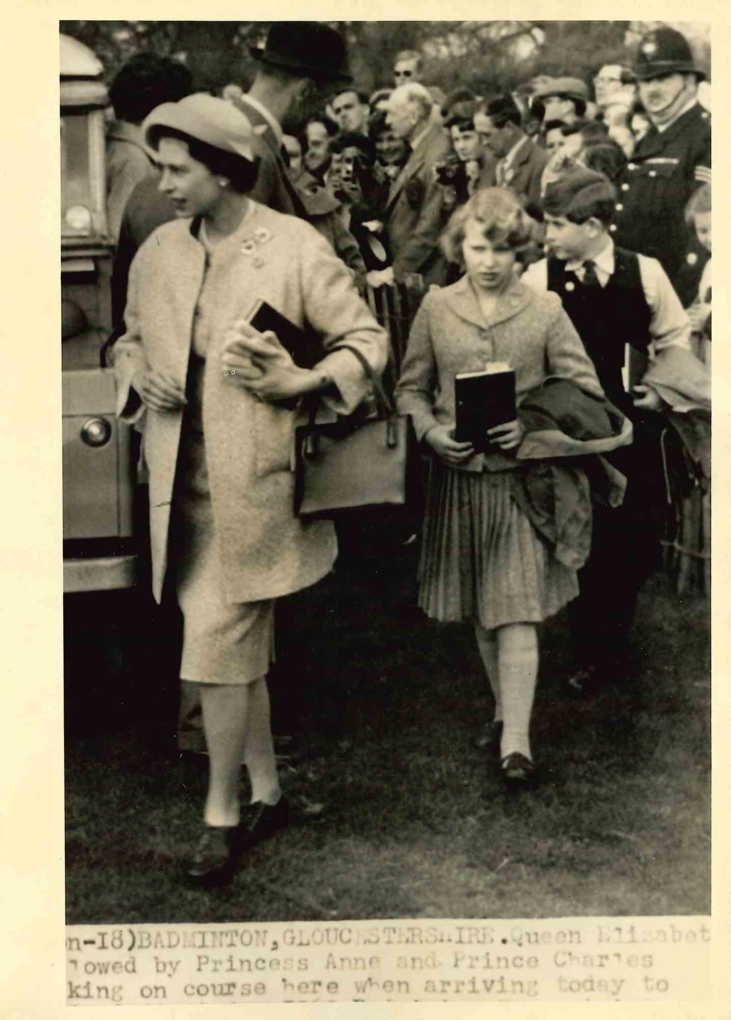 Unknown Figurative Photograph - Queen Elizabeth with Princess Anne and Prince Charles - Vintage Photo - 1960s