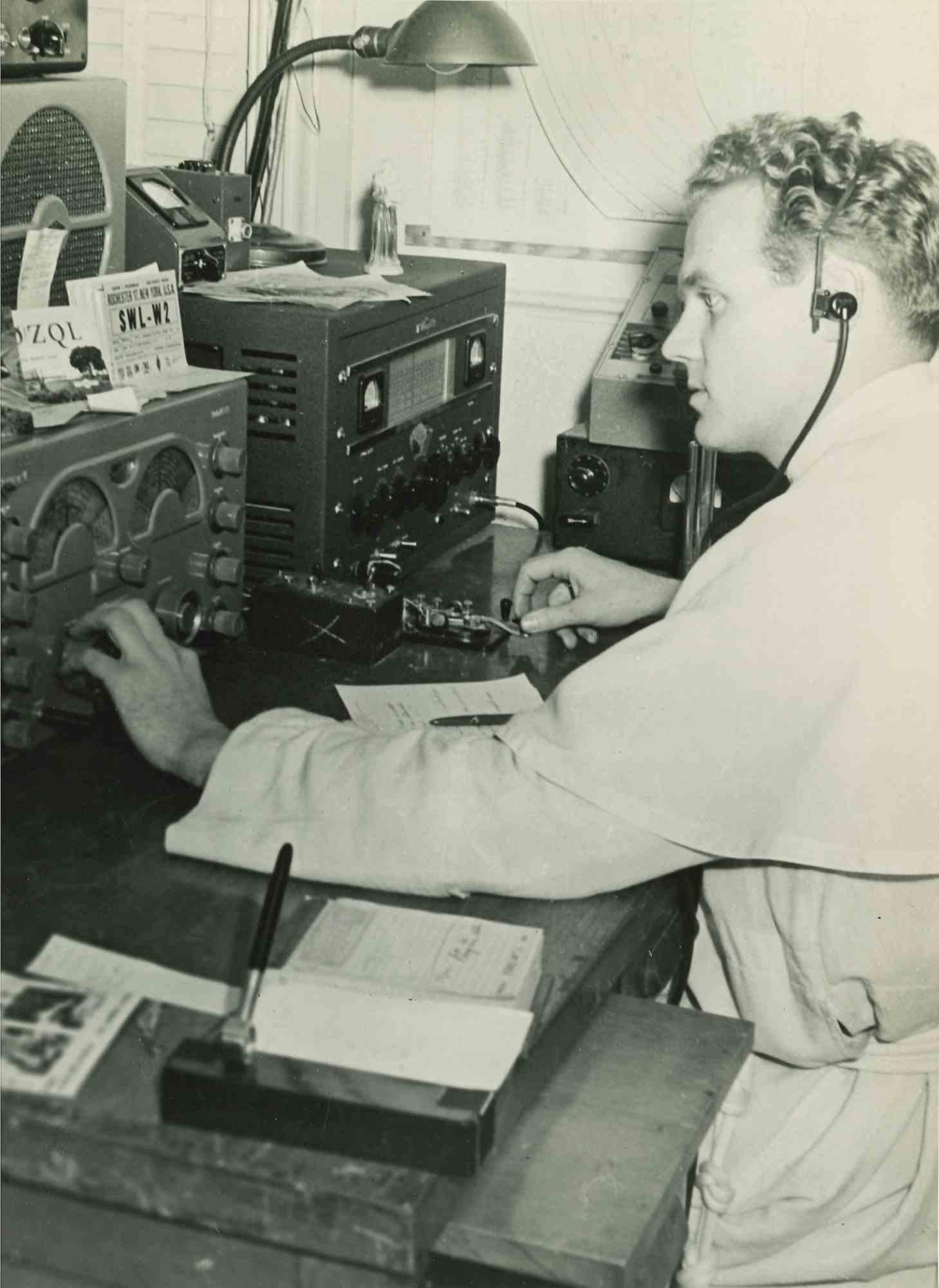 Unknown Figurative Photograph - Radio Operator -  American Vintage Photograph - Mid 20th Century