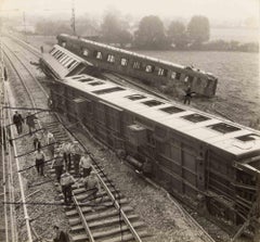 Choque ferroviario - Fotografía de época - Mediados del siglo XX