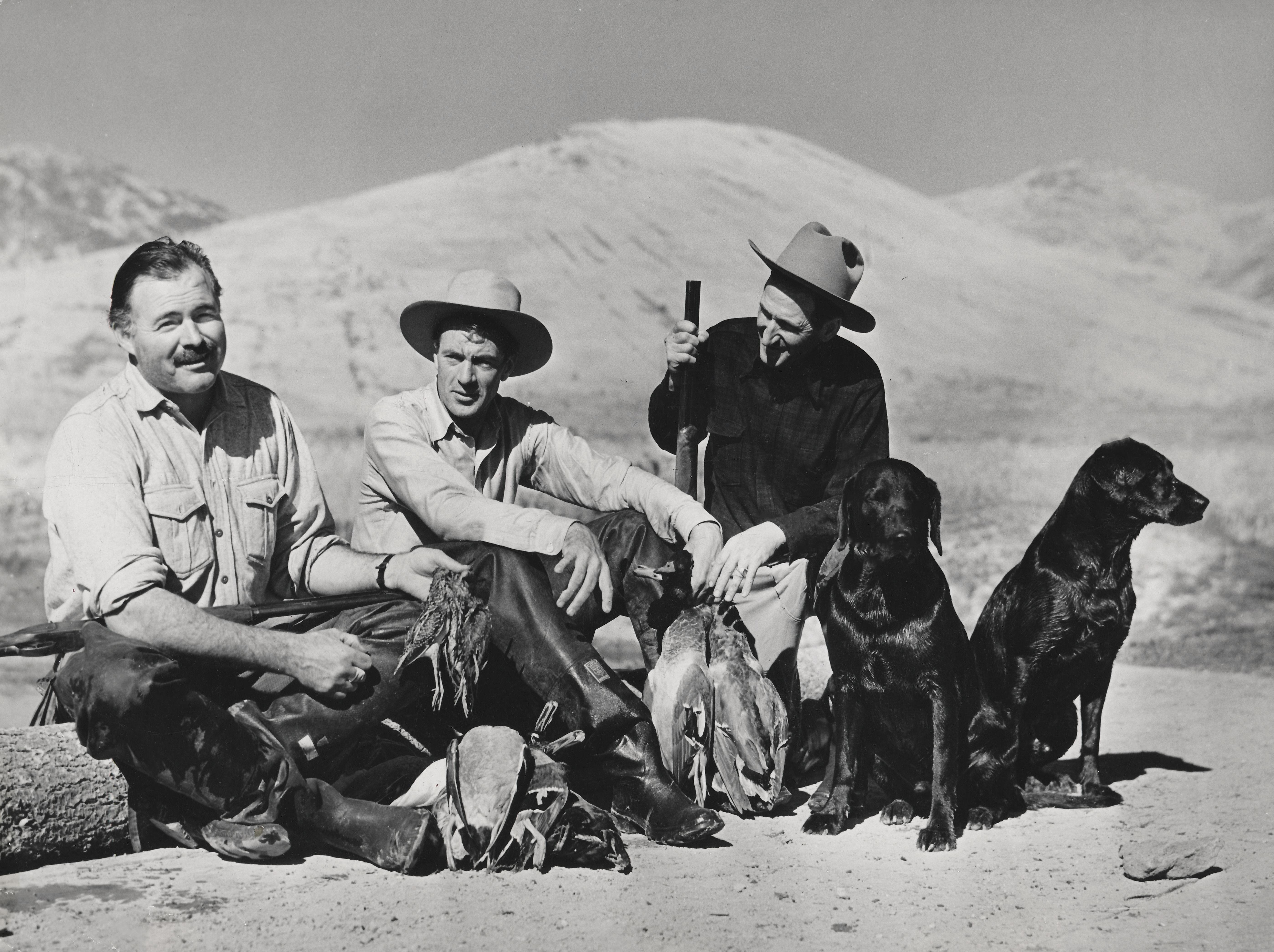 Unknown Portrait Photograph - Rare Capture of Ernest Hemingway and Gary Cooper on Hunting Trip Fine Art Print