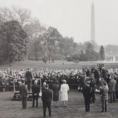 Rare Original 1960's Photo of John F. Kennedy Speaking on the Front Lawn